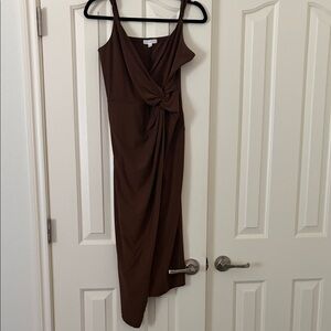 Socialite Asymmetrical Brown Dress